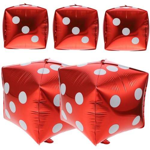 LIOOBO 5 Stück Teiliges Würfel Folienballon Rote Partydeko für Themenparty Geburtstag Fotohintergrund Wanddekoration LIOOBO 5 Stück Teiliges Würfel Folienballon Rote Partydeko für Themenparty Geburtstag Fotohintergrund Wanddekoration von LIOOBO