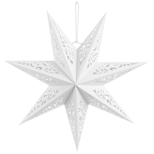 LIOOBO 7 Spitzen Stern Papierlaterne Weißbuch Stern Lampenschirm Weihnachten hängende Verzierung Dekoration für Weihnachten Hochzeit Geburtstagsfeier nach Hause 45cm LIOOBO 7 Spitzen Stern Papierlaterne Weißbuch Stern Lampenschirm Weihnachten hängende Verzierung Dekoration für Weihnachten Hochzeit Geburtstagsfeier nach Hause 45cm von LIOOBO