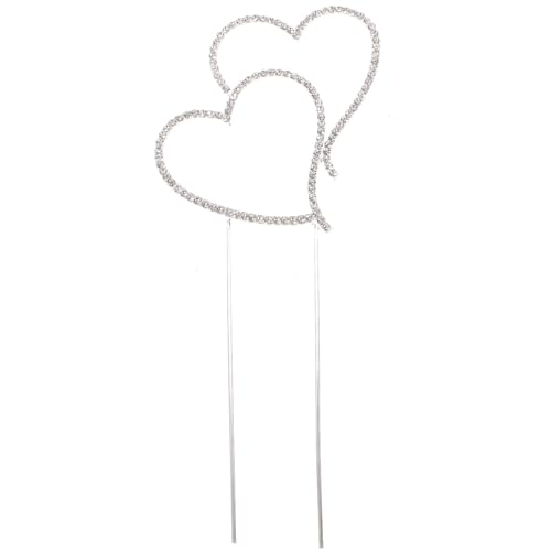 LIOOBO Hochzeitstorte Deko Hochzeitstorte Topper Delicate Sparkling Crystal Strass Double Love Herzform Hochzeitstortetopper Dekoration Größe L von LIOOBO