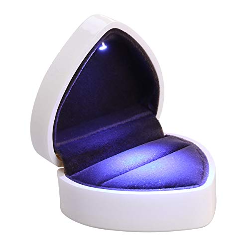 LIOOBO LED beleuchtete Ring Box Schmuck Box für Ring Halskette Anhänger Hochzeit Anniversay Valentines Day, White von LIOOBO