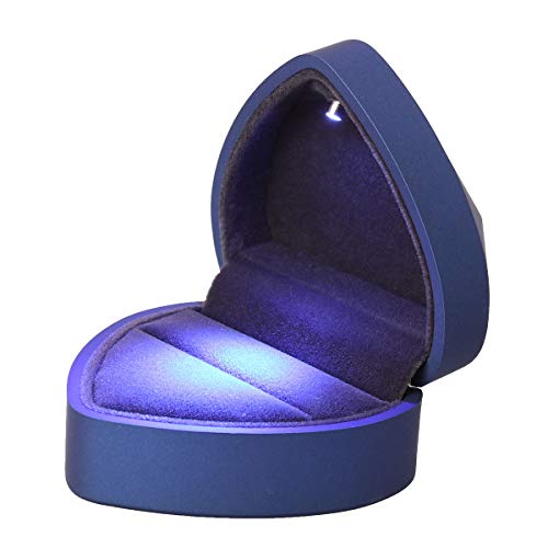 LIOOBO LED beleuchtete Ring Box Schmuckschatulle für Ring Halskette Anhänger Hochzeit Anniversay Valentines Day, blau von LIOOBO