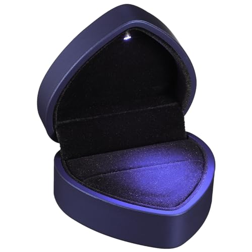 LIOOBO LED beleuchtete Ring Box Schmuckschatulle für Ring Halskette Anhänger Hochzeit Anniversay Valentines Day, blau von LIOOBO