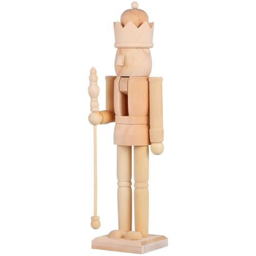 LIOOBO Unlackierte Nussknacker-Figur: 38,1 cm großer weihnachtlicher Nussknacker aus Holz, blanko von LIOOBO