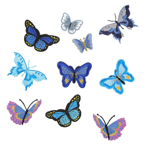 LIQWEI 10 Stück Schmetterling Patches zum Aufbügeln, Aufbügeln Schmetterling Patches, Bügelflicken Set Aufnäher Patch Sticker Geeignet für Kinder DIY T-Shirt Jeans Kleidung Taschen Flicken Pat von LIQWEI