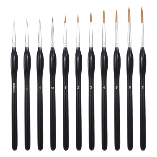 LIQWEI 11 Stück Feine Pinsel Set, Detail Pinselset, Malen Nach Zahlen Pinsel Pinselset für Aquarell für Nagelkunst Acryl Aquarell Ölgemälde Strichmalerei von LIQWEI