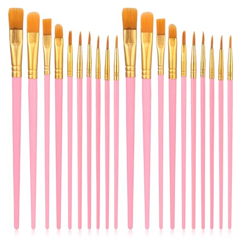 LIQWEI 20 Stück Künstlerpinsel Set, 10 Größen Nylon Malpinsel und Runde Pinsel Flache Pinsel Set Pinselset Acrylfarben Malerei Brush für Ölmalerei Acrylmalerei Aquarellmalerei von LIQWEI