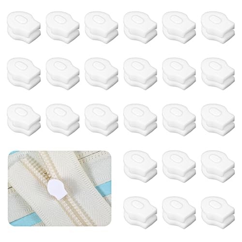 LIQWEI 24 Stück Schieber für Bettwäsche Reißverschluss, Universal ReißVerschluss Kunststoffschieber 3-4.5mm Weiß Ersatz Zipper Reparatur Kit für Bettwäsche Bettbezug Kopfkissenbezug Kleidung von LIQWEI