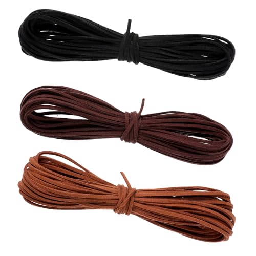 LIQWEI 3 Rollen Lederschnur Lederband, 10 m x 3mm Faux Wildleder Schnur Klassik Vintage Basteln Lederbänder 3 Farben Basteln Lederschnüre für DIY Armbänder Halsketten Schmuck Kunsthandwerk LIQWEI 3 Rollen Lederschnur Lederband, 10 m x 3mm Faux Wildleder Schnur Klassik Vintage Basteln Lederbänder 3 Farben Basteln Lederschnüre für DIY Armbänder Halsketten Schmuck Kunsthandwerk von LIQWEI