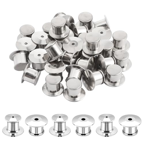 LIQWEI 30 Stück Verschlussstifte Metall Pin Keepers, Verschlüsse Pin Clips Sicherungsstift Keeper Verschluss Metallstift Anstecker Sicherungsstift Halterungen Für Schmuck Brosche Pins DIY (Silver) von LIQWEI