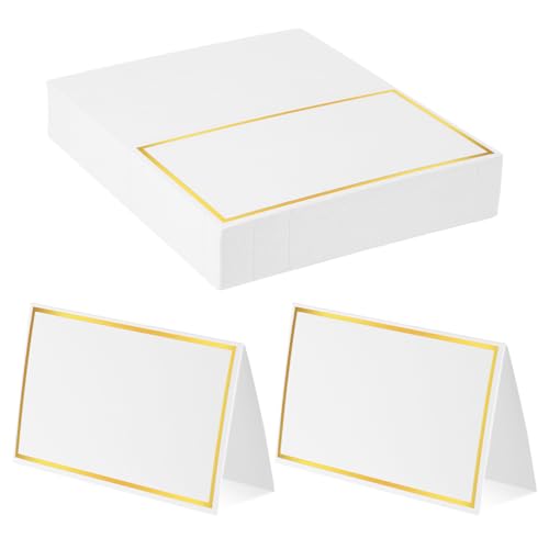 LIQWEI 50 Stück Hochzeit Tischkarten, Kraftpapier Tischkarten 110x85mm Tischkartens Blanko Namensschilder Hochzei Tischdekoration Namenskarten Für Hochzeit Geburtstag Konfirmation Kommunion(Weiß) von LIQWEI