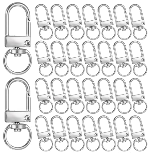 LIQWEI Karabinerverschlüsse aus Metall, silberfarben, mit Schlüsselringen, Drehverschluss, Haken, Taschen-Charm-Clip für Schmuckherstellung, DIY, Taschen, Schlüsselanhänger, Kunsthandwerk, 30 Stück LIQWEI Karabinerverschlüsse aus Metall, silberfarben, mit Schlüsselringen, Drehverschluss, Haken, Taschen-Charm-Clip für Schmuckherstellung, DIY, Taschen, Schlüsselanhänger, Kunsthandwerk, 30 Stück von LIQWEI