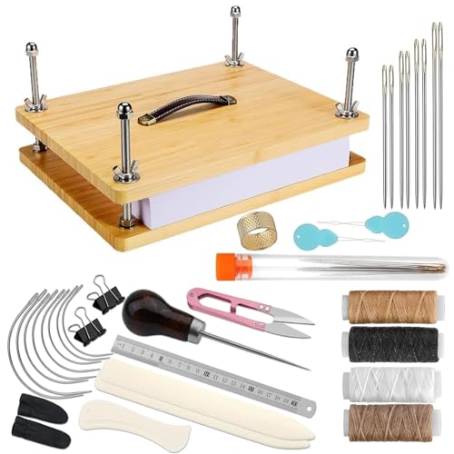 LIROPAU Buchpresse aus Holz, 30x20cm Tragbar Buchpress Werkzeug mit Holzbindepresse, Wachsfäden, Ahle, Fingerhut, Falzbeine, Schere für Zuhause, Schule, DIY-Buchbinden Im Büro LIROPAU Buchpresse aus Holz, 30x20cm Tragbar Buchpress Werkzeug mit Holzbindepresse, Wachsfäden, Ahle, Fingerhut, Falzbeine, Schere für Zuhause, Schule, DIY-Buchbinden Im Büro von LIROPAU