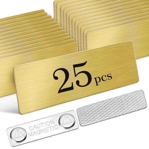 Blanko Magnetische Namensschilder 25 Stück, 1 x 7,6 cm Namensschilder für Kleidung, Edelstahl DIY Namensschilder mit starker magnetischer Rückseite, Schulbürobedarf, Gold Blanko Magnetische Namensschilder 25 Stück, 1 x 7,6 cm Namensschilder für Kleidung, Edelstahl DIY Namensschilder mit starker magnetischer Rückseite, Schulbürobedarf, Gold von LISRUGEN