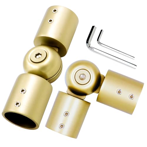 LISTENJIALE Eckverbinder für Fenstervorhangstangen, verstellbar, für 2,5 cm Erkerfenster (warmes Gold), 2 Stück von LISTENJIALE