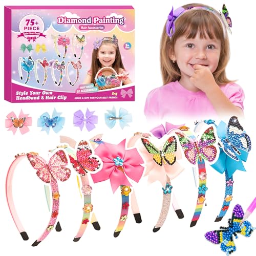 LITEYPP Haarschmuck Mädchen Basteln Mädchen 8 Jahre-Diamond Painting Kinder Mode Mädchen Haar Accessoires Making Kit, Kinder DIY Haarschmuck Herstellung Geschenke für Mädchen 6-12 Jahre von LITEYPP