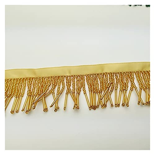 LITOSM Lesezeichen Quaste Handgemachtes sehr Dickes 4cm breites Perlen-Fransen Trimmen Dancewear-Hochzeitskleid-Kostüme DIY-Nähvorgänge Quastenanhänger (Color : Gold) von LITOSM