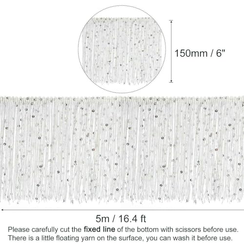 LIUBI 1 Yard/5,5 Yard 15 cm Pailletten-Fransenbesatz, funkelndes DIY-Fransen-Quastenbesatzband für Kostümkleidung, DIY-Näh- und Basteldekoration LIUBI 1 Yard/5,5 Yard 15 cm Pailletten-Fransenbesatz, funkelndes DIY-Fransen-Quastenbesatzband für Kostümkleidung, DIY-Näh- und Basteldekoration von LIUBI