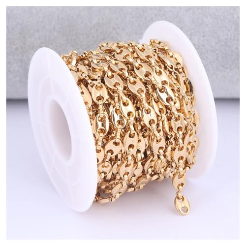 LIUCH 1 Meter Edelstahl Schwein Nase Kette Rolle vergoldet DIY Schmuck Ketten for Armbänder Halskette Herstellung von Lieferungen 5x8mm(Gold Plated) von LIUCH