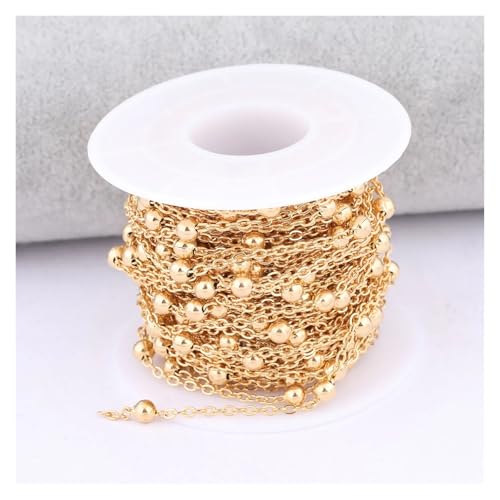 LIUCH 10 Meter/Rolle Edelstahl vergoldet 4mm Kugel Perlenketten for Schmuckherstellung DIY Armbänder Halskette Zubehör(Gold Plated) von LIUCH