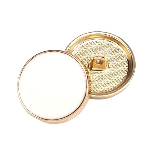 KnöPfe 10 Pcs Goldene Silber Metall Schwarz Weiß Nähen Knöpfe for Frauen Männer Kleidung Dekor Hemd Pullover Mantel Anzug Zubehör DIY(White gold,20mm) von LIUCHUCHU