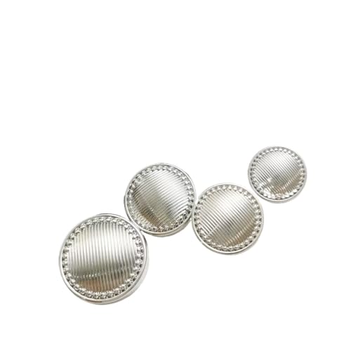 KnöPfe 10 Stück 15 mm 18 20 23 klassischer runder Metallknopf for Nähen, Gold/Silber, Schaftknöpfe Damen und Herren, Kleidung(Silver,15mm) von LIUCHUCHU