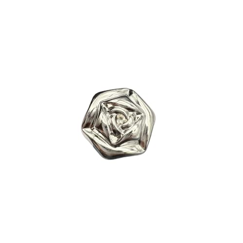 KnöPfe 10 Stück Retro Rose Metallknöpfe for Damenbekleidung Nähzubehör Gold Silber Dekorative Knöpfe(10pcs Silver,12.5mm) von LIUCHUCHU