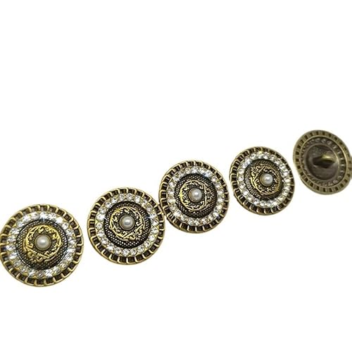 KnöPfe 17,5/20/23 MM Vintage Metall Runde Knöpfe Von Knopf Handwerk Nähen DIY(D2883 antique gold,17.5mm 6pcs) von LIUCHUCHU