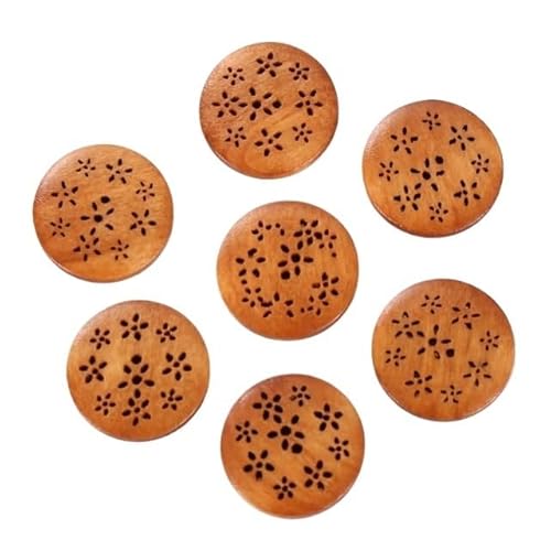 KnöPfe 18mm 30 Stücke Hohle Chrysanthemenform Holzknöpfe Niedliche runde dunkelbraune Musterknöpfe for Kleidung DIY Bekleidungszubehör(D,18mm 30Pcs) von LIUCHUCHU