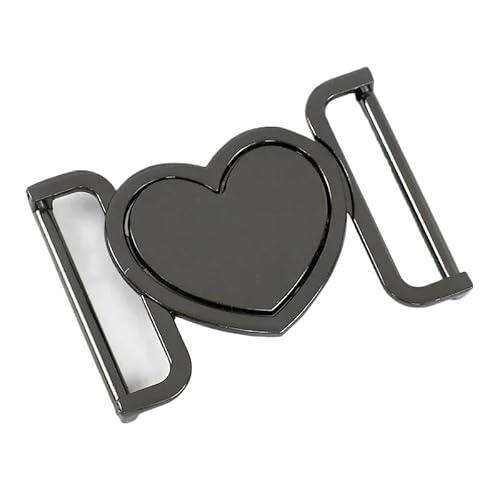 KnöPfe 2/5 Stücke 30/40mm Metall herzförmige Gürtelschnalle Windjacke Daunenjacke Kombinationsknopf Kleidung Dekorative Knöpfe(Noir,40mm-5Pcs) von LIUCHUCHU