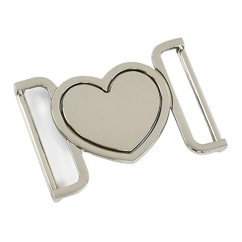 KnöPfe 2/5 Stücke 30/40mm Metall herzförmige Gürtelschnalle Windjacke Daunenjacke Kombinationsknopf Kleidung Dekorative Knöpfe(Silver,30mm-2Pcs) von LIUCHUCHU