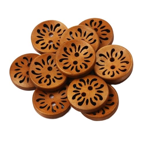 KnöPfe 20 Stück Holzknöpfe, 23 mm, rund, hohl, Muster, Kleidung, Dekoration, Basteln, Heimwerken, Nähen und Verschrotten, Zubehör KnöPfe 20 Stück Holzknöpfe, 23 mm, rund, hohl, Muster, Kleidung, Dekoration, Basteln, Heimwerken, Nähen und Verschrotten, Zubehör von LIUCHUCHU