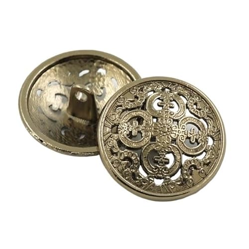 KnöPfe 5 Stück hohle Metallknöpfe, schwarz, silber, gold, runde dekorative Knöpfe for Kleidung, Nähzubehör, DIY-Basteln, 14–27 mm(Bronze,27mm) von LIUCHUCHU