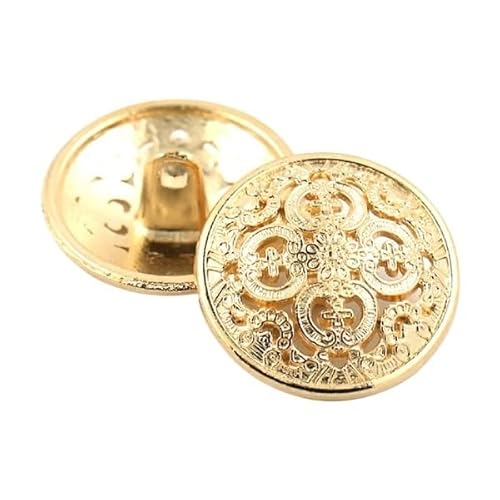 KnöPfe 5 Stück hohle Metallknöpfe, schwarz, silber, gold, runde dekorative Knöpfe for Kleidung, Nähzubehör, DIY-Basteln, 14–27 mm(Gold1,14mm) von LIUCHUCHU