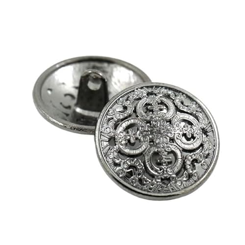 KnöPfe 5 Stück hohle Metallknöpfe, schwarz, silber, gold, runde dekorative Knöpfe for Kleidung, Nähzubehör, DIY-Basteln, 14–27 mm(Noir,14mm) von LIUCHUCHU