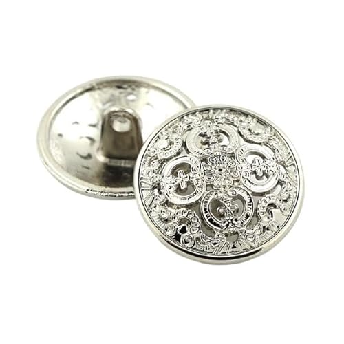KnöPfe 5 Stück hohle Metallknöpfe, schwarz, silber, gold, runde dekorative Knöpfe for Kleidung, Nähzubehör, DIY-Basteln, 14–27 mm(Silver,25mm) von LIUCHUCHU