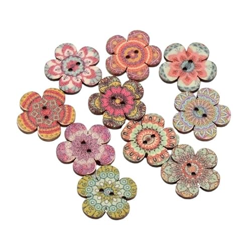 KnöPfe 50 stücke 15/20/25mm Holz Runde Bemalt Nähen Knopf for Kleidung Dekoration Sammelalbum Diy Home Nähzubehör(B03822,20mm) von LIUCHUCHU