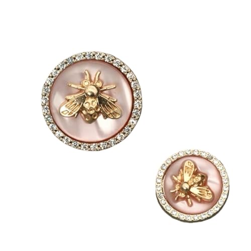 KnöPfe 6 Pcs Metall Gold Dekor Strass Knöpfe Diamant for Kleidung Mantel Strickjacke Pullover Nähen Handarbeiten Zubehör(Pink,23mm) von LIUCHUCHU