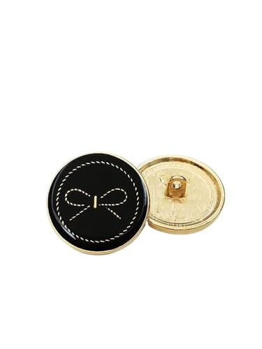 KnöPfe 6 Stück 15mm-25mm Metallknopf for Kleidung Gold Dekoration Nähknöpfe Handarbeit DIY Damen Mantel Zubehör(Gold Black,17.5mm6pcs) von LIUCHUCHU
