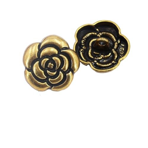 KnöPfe Metallknopf Blumen Gold Farbe Glasur Pullover Mantel Dekoration Knöpfe Zubehör DIY 10St(Gold Black JS-0591,20mm) von LIUCHUCHU