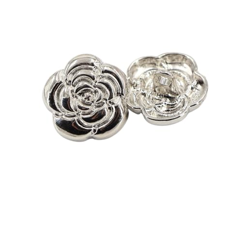 KnöPfe Metallknopf Blumen Gold Farbe Glasur Pullover Mantel Dekoration Knöpfe Zubehör DIY 10St(Silver JS-0589,17mm) von LIUCHUCHU