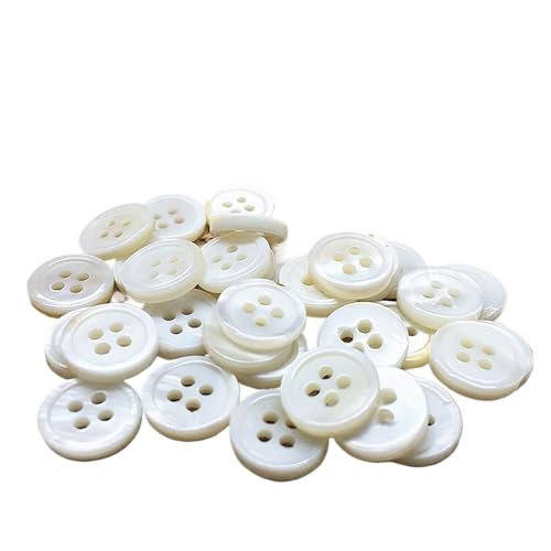 KnöPfe Weißer Muschelknopf, 10 mm, Muschelknöpfe, zwei Löcher, Werkstück for Handarbeiten, 100 Stück/Packung(1202 White 4holes,25mm) von LIUCHUCHU