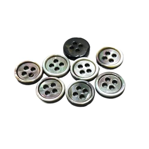 KnöPfe Weißer Muschelknopf, 10 mm, Muschelknöpfe, zwei Löcher, Werkstück for Handarbeiten, 100 Stück/Packung(1205 Black 4holes,9mm) von LIUCHUCHU