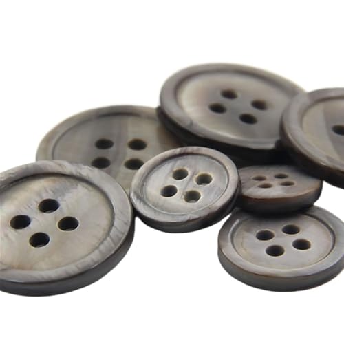 KnöPfe Weißer Muschelknopf, 10 mm, Muschelknöpfe, zwei Löcher, Werkstück for Handarbeiten, 100 Stück/Packung(1206 Grey 4holes,9mm) von LIUCHUCHU