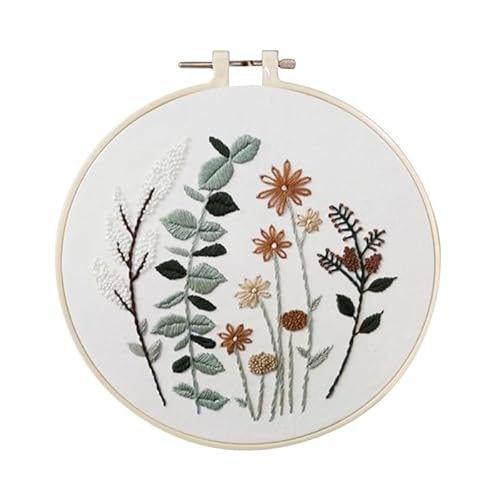 LIUCHUCHU Sticken Set Stick-Starter-Set mit Muster und Anleitung, Kreuzstich-Set, Blumen, Pflanzen, gestempelt, Stick-Sets mit Rahmen Embroidery Kit(A2) von LIUCHUCHU