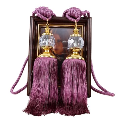 LIUCHUCHU Vorhang Raffhalter 2 Stück Vorhanghalter, Seil-Raffhalter, Quaste, Raffhalter mit Perlen, Kugel-Dekor, Paar, Fensterbehandlung, Heimdekoration Raffhalter FüR VorhäNge(Deep Purple) von LIUCHUCHU