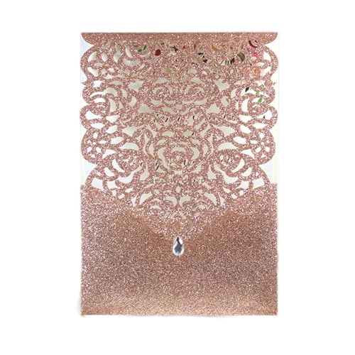 10 Stücke Glitter Papier Hochzeitseinladungskarte Spitze Diamant Tasche Grußkarte Geburtstag Mariage Hochzeit Gunsten Dekoration Geeignet für Hochzeiten, Partys, Abschlussfeiern(Apple Gold Cover) von LIUHLFSR
