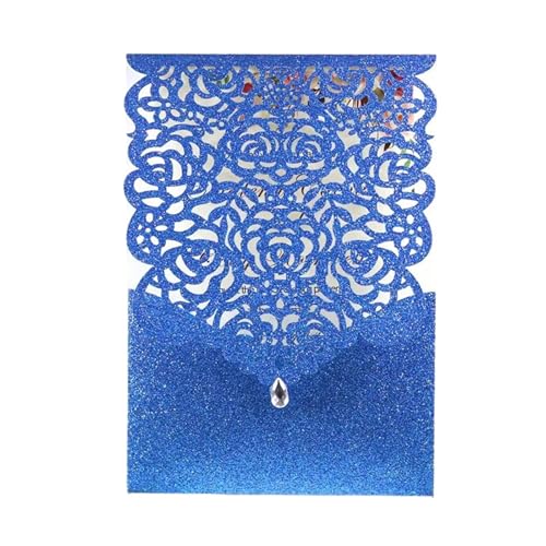 10 Stücke Glitter Papier Hochzeitseinladungskarte Spitze Diamant Tasche Grußkarte Geburtstag Mariage Hochzeit Gunsten Dekoration Geeignet für Hochzeiten, Partys, Abschlussfeiern(Only Blue Cover) von LIUHLFSR