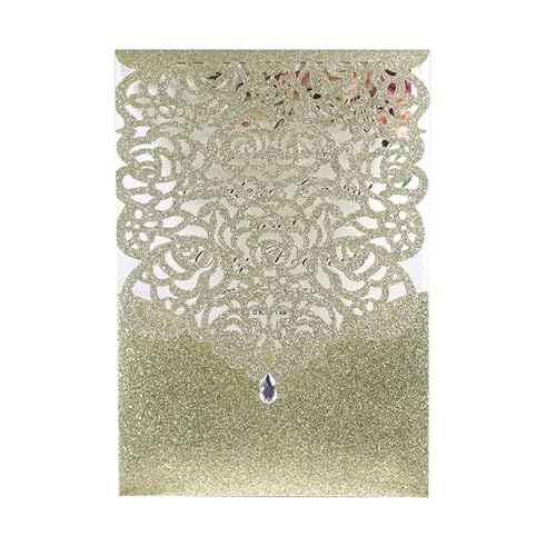 10 Stücke Glitter Papier Hochzeitseinladungskarte Spitze Diamant Tasche Grußkarte Geburtstag Mariage Hochzeit Gunsten Dekoration Geeignet für Hochzeiten, Partys, Abschlussfeiern(Only Gold 1 Cover) von LIUHLFSR