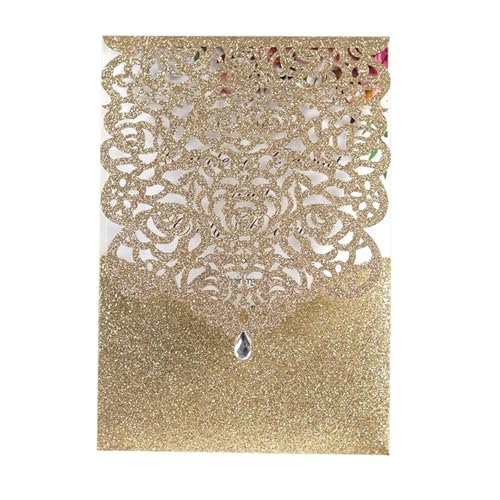 10 Stücke Glitter Papier Hochzeitseinladungskarte Spitze Diamant Tasche Grußkarte Geburtstag Mariage Hochzeit Gunsten Dekoration Geeignet für Hochzeiten, Partys, Abschlussfeiern(Rose Gold Cover) von LIUHLFSR
