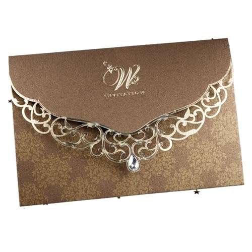 LIUHLFSR 50 stücke Laser Geschnitten Hochzeit Einladung Karte Business Grußkarten Mit Diamant Hochzeit Dekoration Party Supplies Geeignet für Hochzeiten, Partys, Abschlussfeiern(Mixed Color) von LIUHLFSR